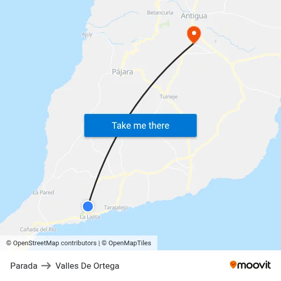 Parada to Valles De Ortega map