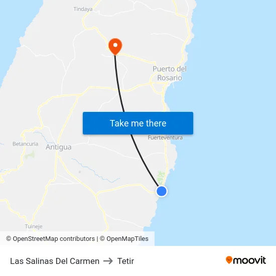 Las Salinas Del Carmen to Tetir map