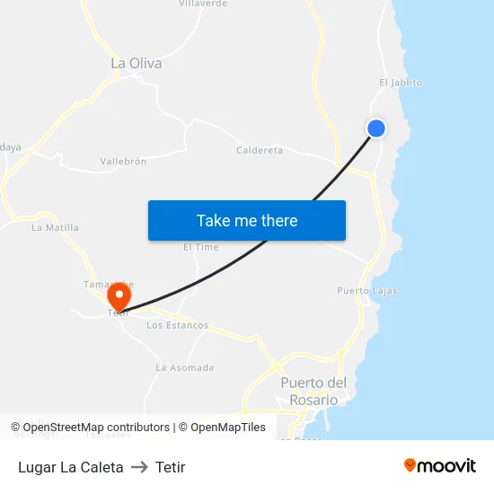 Lugar La Caleta to Tetir map