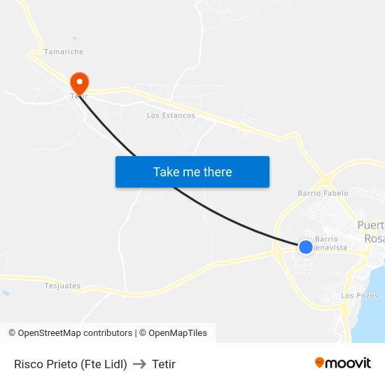 Risco Prieto (Fte Lidl) to Tetir map
