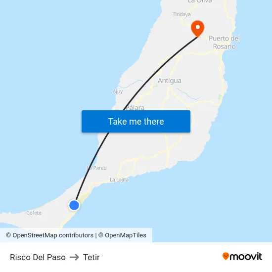 Risco Del Paso to Tetir map