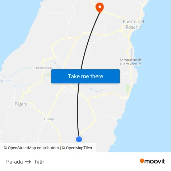 Parada to Tetir map