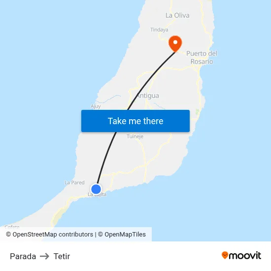 Parada to Tetir map