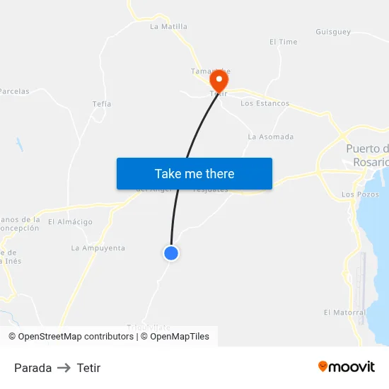 Parada to Tetir map