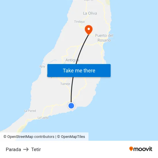 Parada to Tetir map