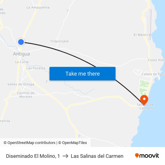 Diseminado El Molino, 1 to Las Salinas del Carmen map