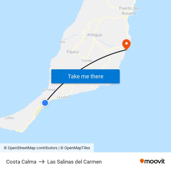 Costa Calma to Las Salinas del Carmen map