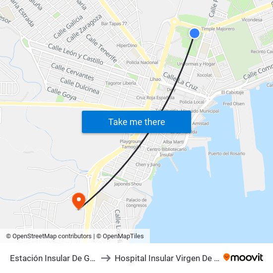 Estación Insular De Guaguas to Hospital Insular Virgen De La Peña map