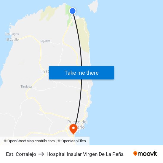 Est. Corralejo to Hospital Insular Virgen De La Peña map