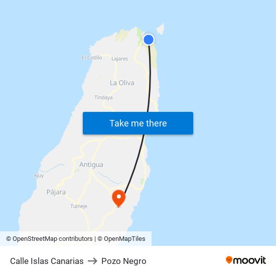 Calle Islas Canarias to Pozo Negro map