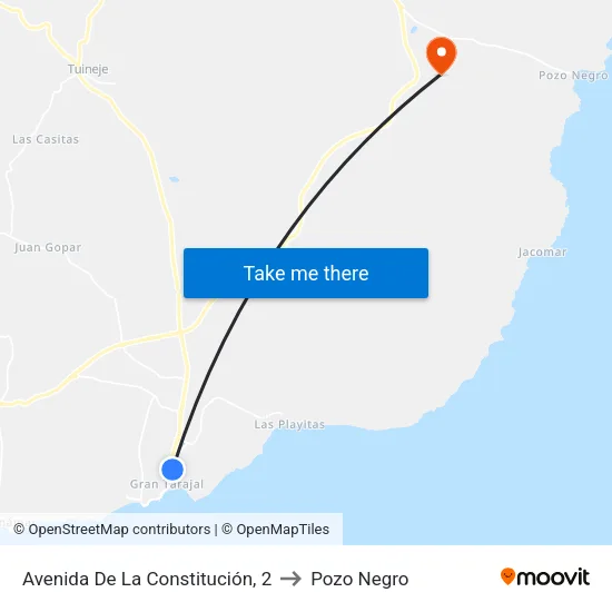 Avenida De La Constitución, 2 to Pozo Negro map