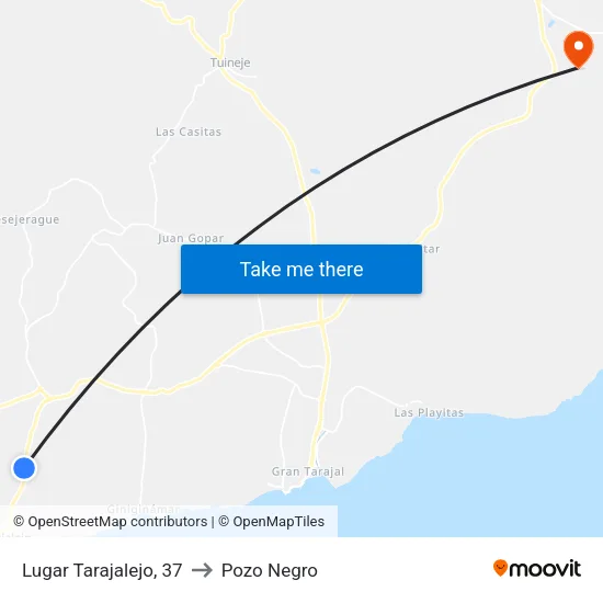 Lugar Tarajalejo, 37 to Pozo Negro map