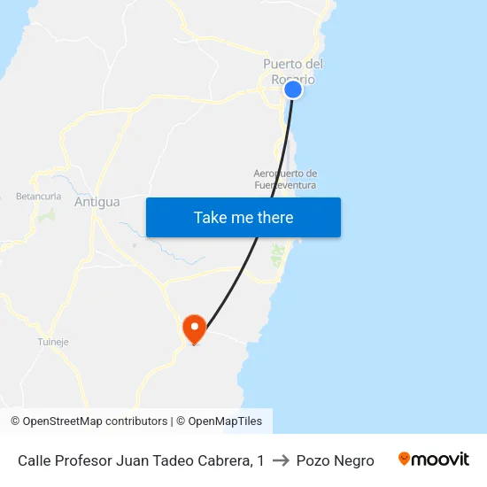 Calle Profesor Juan Tadeo Cabrera, 1 to Pozo Negro map