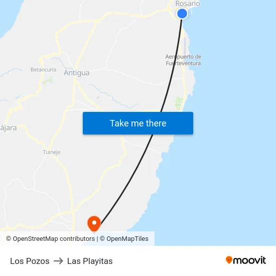 Los Pozos to Las Playitas map