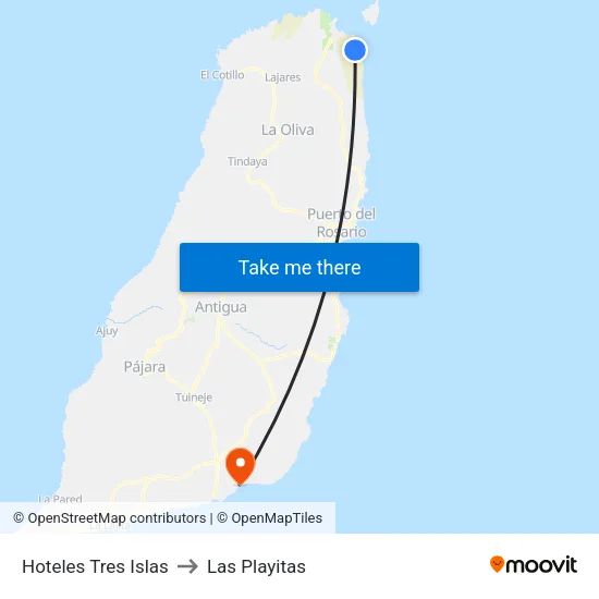 Hoteles Tres Islas to Las Playitas map