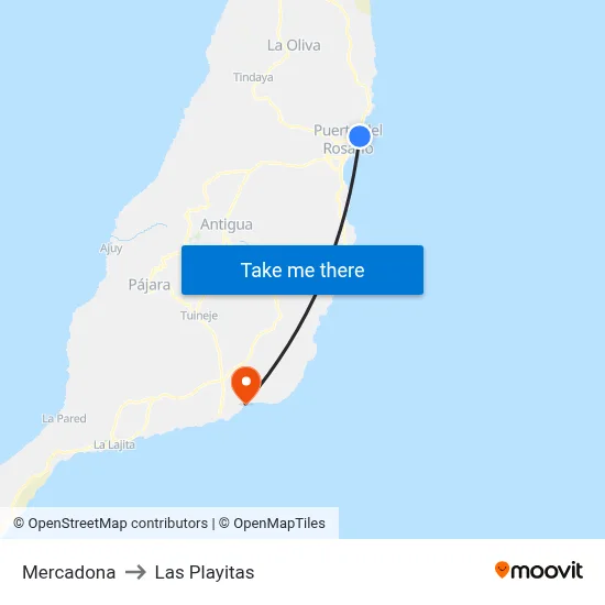 Mercadona to Las Playitas map