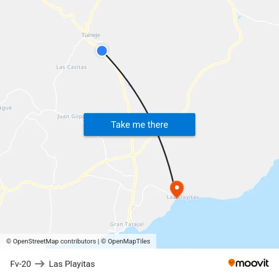 Fv-20 to Las Playitas map