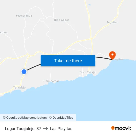 Lugar Tarajalejo, 37 to Las Playitas map