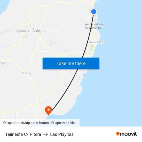 Tajinaste C/ Pitera to Las Playitas map