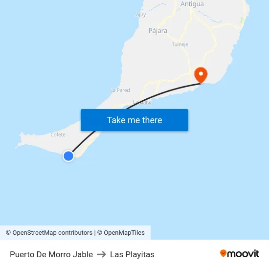 Puerto De Morro Jable to Las Playitas map