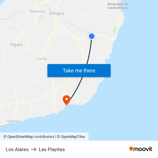 Los Alares to Las Playitas map
