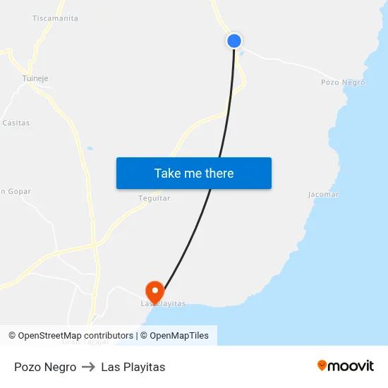 Pozo Negro to Las Playitas map