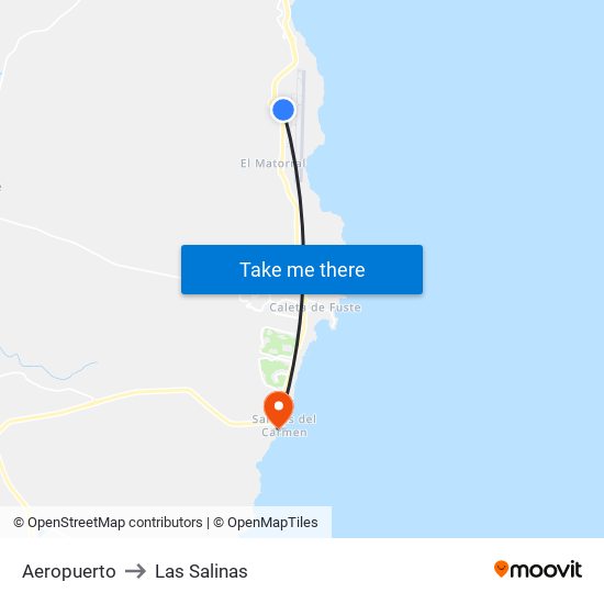 Aeropuerto to Las Salinas map