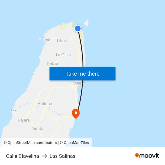 Calle Clavelina to Las Salinas map