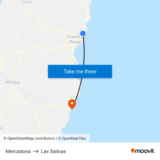 Mercadona to Las Salinas map