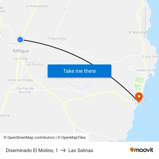Diseminado El Molino, 1 to Las Salinas map