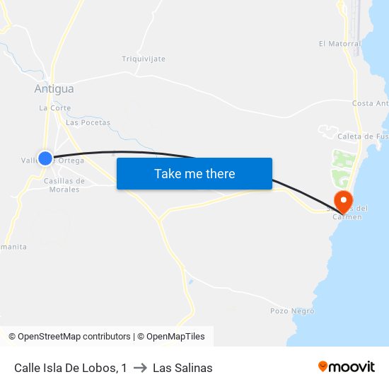 Calle Isla De Lobos, 1 to Las Salinas map