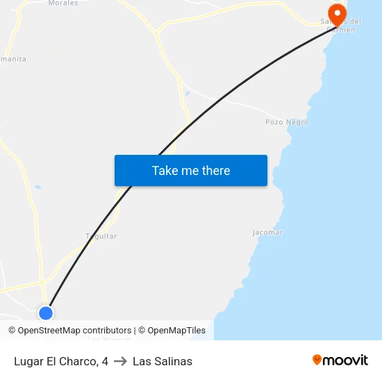 Lugar El Charco, 4 to Las Salinas map