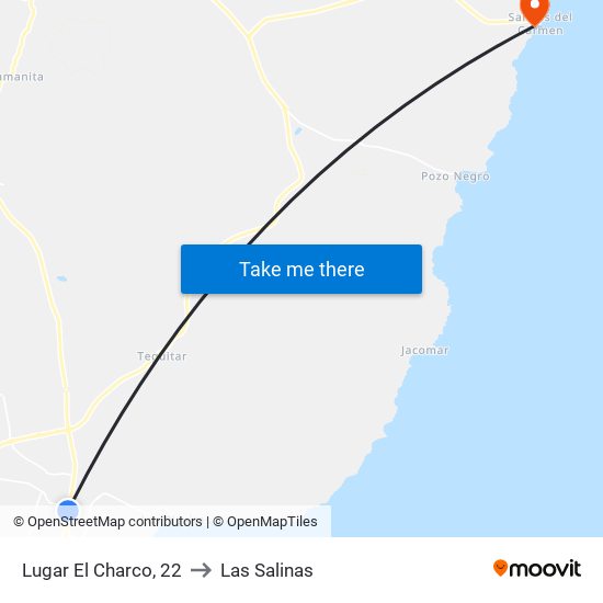 Lugar El Charco, 22 to Las Salinas map