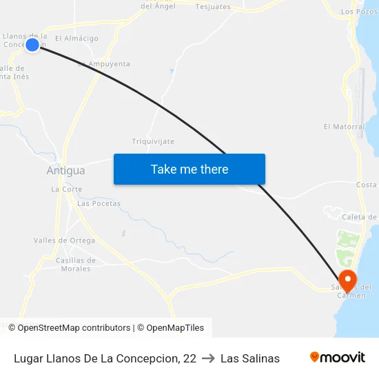 Lugar Llanos De La Concepcion, 22 to Las Salinas map