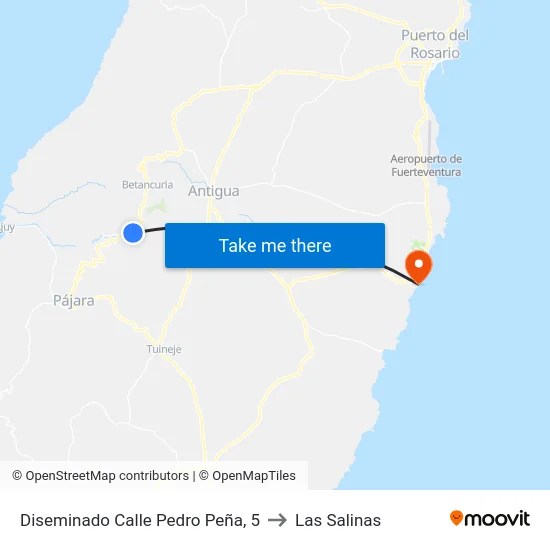 Diseminado Calle Pedro Peña, 5 to Las Salinas map