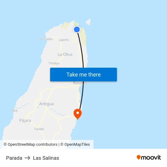 Parada to Las Salinas map