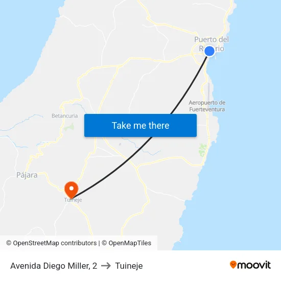 Avenida Diego Miller, 2 to Tuineje map