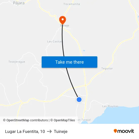 Lugar La Fuentita, 10 to Tuineje map