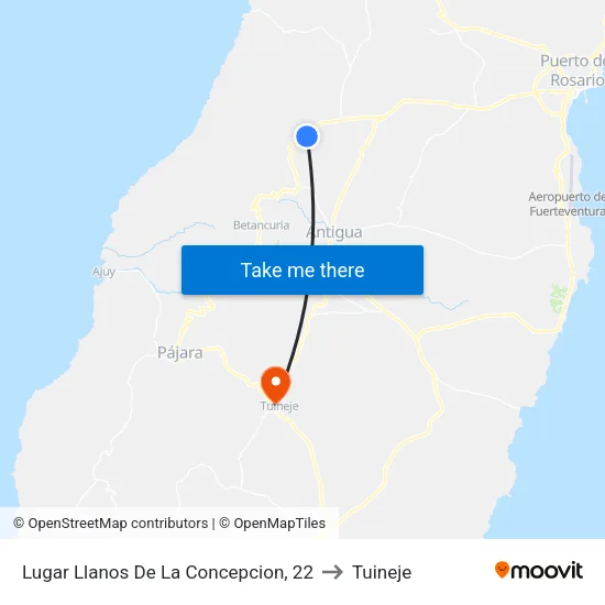 Lugar Llanos De La Concepcion, 22 to Tuineje map