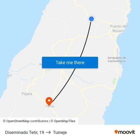 Diseminado Tetir, 19 to Tuineje map