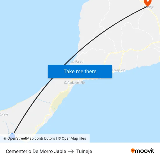 Cementerio De Morro Jable to Tuineje map