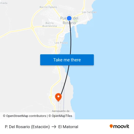 P. Del Rosario (Estación) to El Matorral map