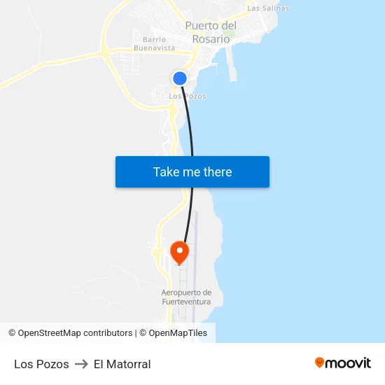 Los Pozos to El Matorral map