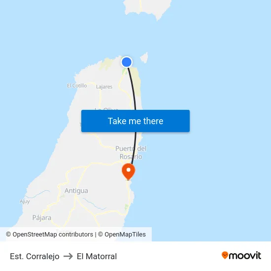 Est. Corralejo to El Matorral map