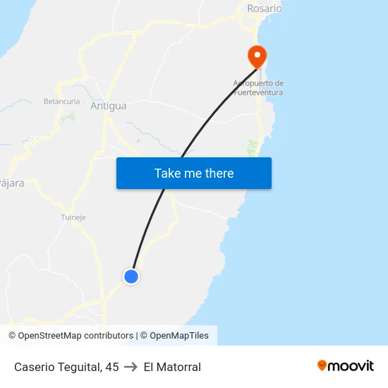 Caserio Teguital, 45 to El Matorral map