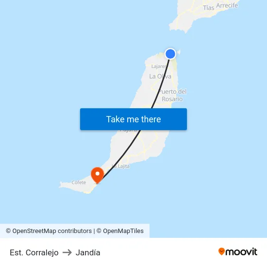 Est. Corralejo to Jandía map