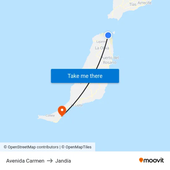 Avenida Carmen to Jandía map