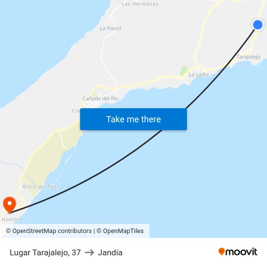 Lugar Tarajalejo, 37 to Jandía map