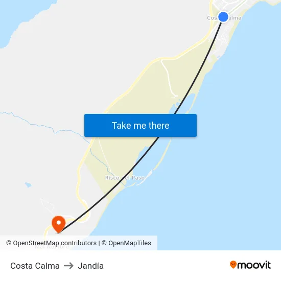 Costa Calma to Jandía map