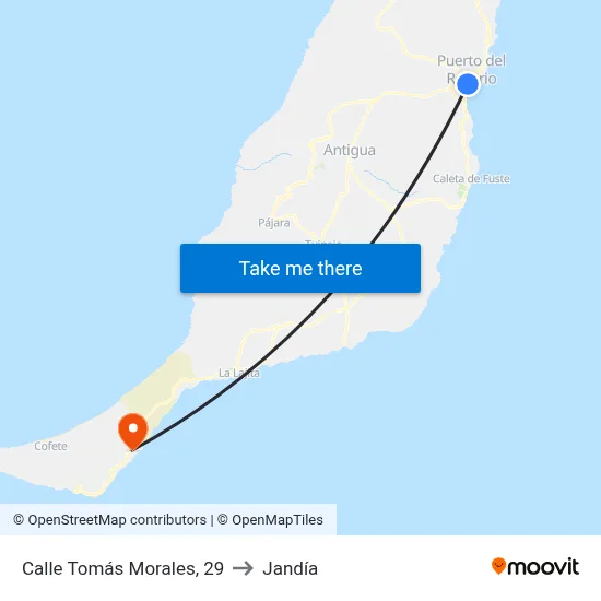 Calle Tomás Morales, 29 to Jandía map